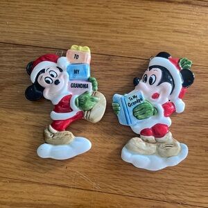 Vintage Disney Japan Mickey & Minnie Mouse To My Grandma & Grandpa Ornament Set